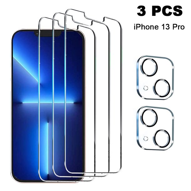 Protector de pantalla de vidrio templado para iPhone 13, iPhone 13 Pro, iPhone 13 Pro Max, película de vidrio templado de pantalla completa, HD, sin burbujas, resistente a rayones.