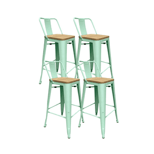 Habita2 Chile - Pack 4 Taburetes Tolix Asiento De Madera 64Cm - Menta