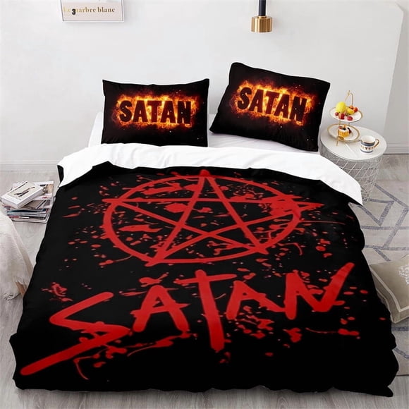Cover Set Bedding Set The Blood-red Star Of Satan Special Kids Gift3-Piece Bedding Set (1 Duvet Cover + 2 Pillow Shams)