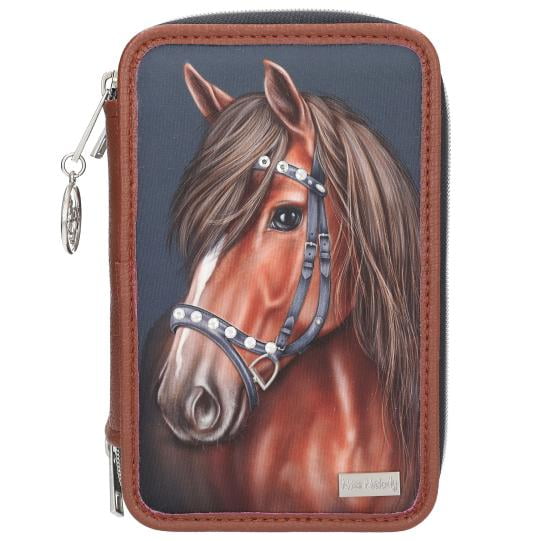 Estuche triple con caballo cafe LUXURY HORSE Miss Melody