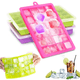 thumbnail image 1 of Bandejas para cubitos de hielo con tapa, paquete de 3 (verde, morado y rosa). Bandejas de silicona para cubitos de hielo flexibles y de fácil liberación. 24 moldes para cubitos de hielo. Sin BPA., 1 of 8