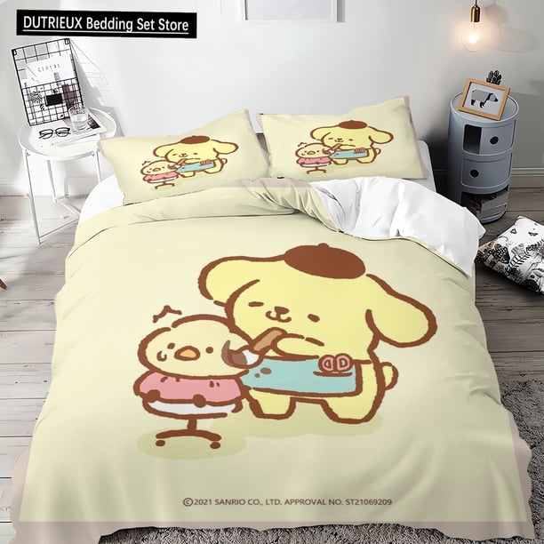 v737 Bed Sheets Duvet Cover Pompompurin Microfiber Needlework Bedding Single Bed Double Bed King Size Pillowcase Quilt Cover Multi-piece Set 3-Piece Bedding Set (1 Duvet Cover + 2 Pillow Shams) Bed Sh