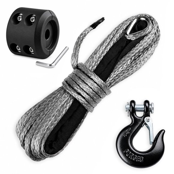 Cuerda Sintética para Winche Ucreative 15 m 5 mm Gris con Gancho y Tope