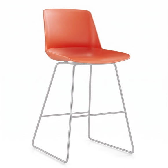 Taburete alto modelo Lian polipropleno, asiento y respaldo monocasco rojo