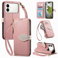 Foxdock Funda Tipo Cartera Para Samsung Galaxy S26 Edge, Con Ranuras Para Tarjetas, Soporte Y Cremallera-Rosa