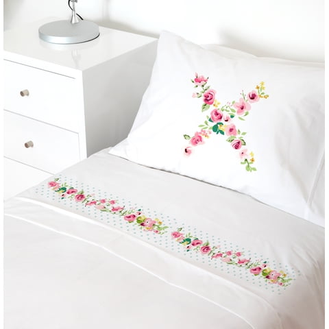 Tuyo Print - Juego De Sábanas 1,5 Pl Letras Vintage X