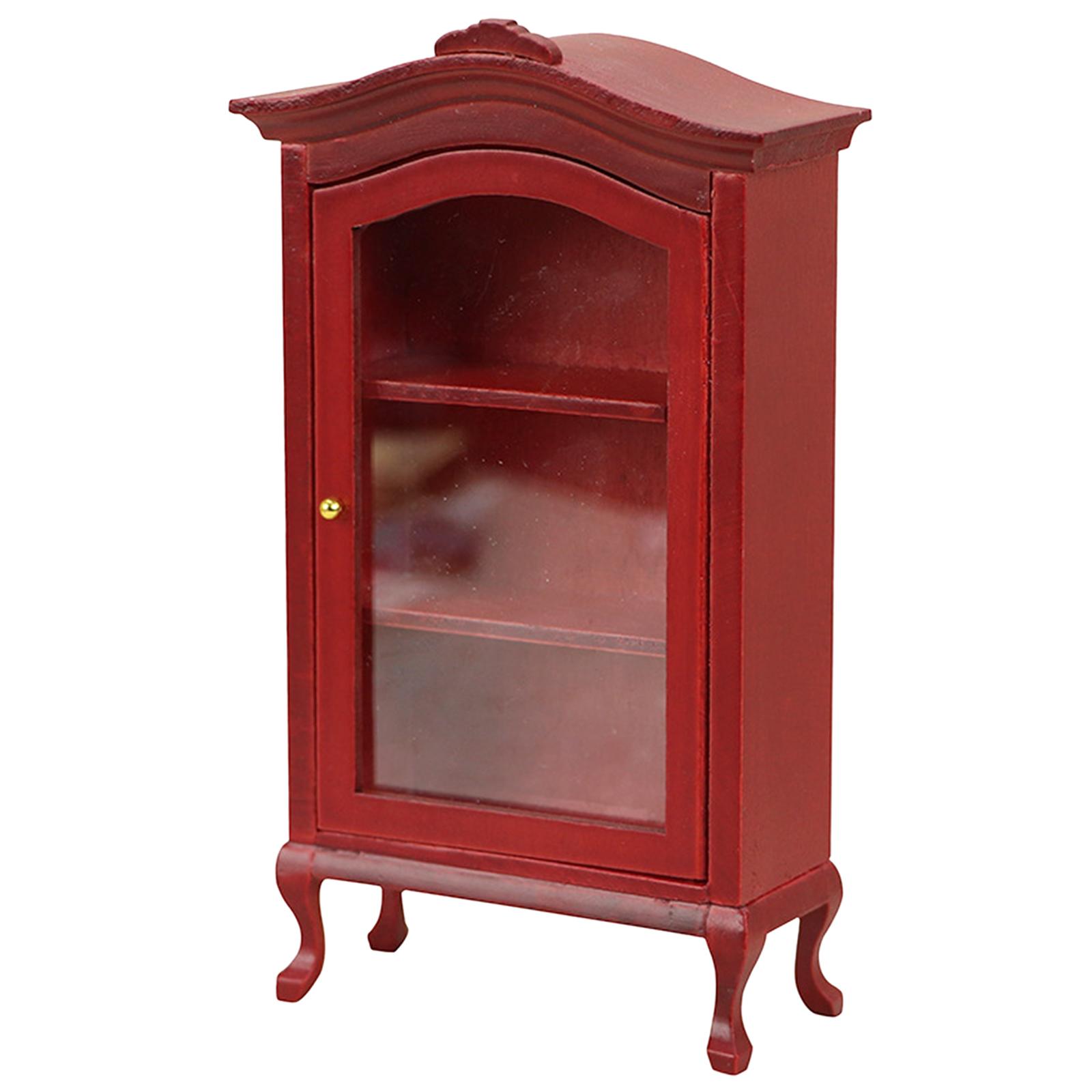 Bothyi - Gabinete En Miniatura Casa De Muñecas Mueble De Exhibición Modelo Juguete Muebles Rojo
