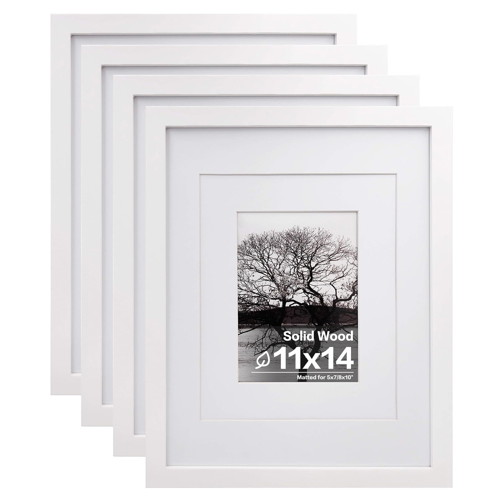 Set De 4 Marcos De Fotos Egofine De Madera Blanca Con Plexiglás, 11 X 14 Cm