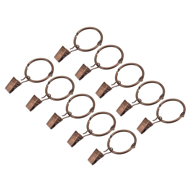 Anillos de cortina Uxcell con clips, paquete de 14 anillos de clip para cortinas, ganchos de anillo de clip para cortinas de 1.5" cobre