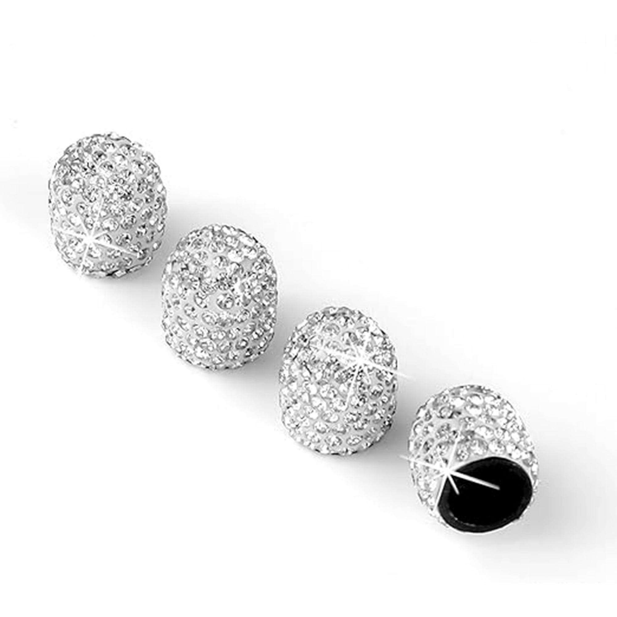 Veat00l - 4 Tapones De Válvula De Neumáticos De Automóviles Hechos A Mano, Con Diamantes Artificiales, Para Válvulas De Neumáticos De Automóviles, Atractivos Accesorios De Automóviles A Prueba De Polvo