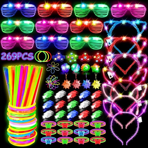 Kit MIBOTE de 269 piezas de juguetes LED neón para fiestas