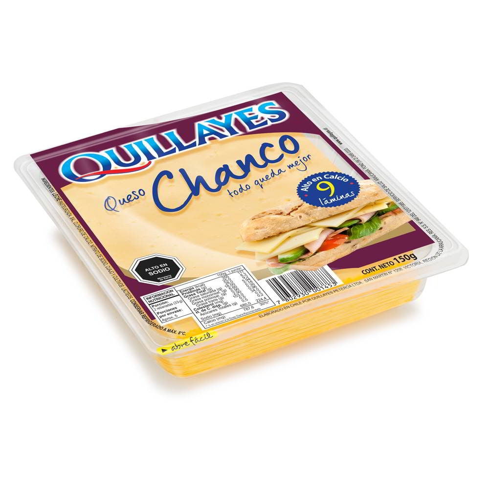 Queso Chanco Laminado 150 g Quillayes