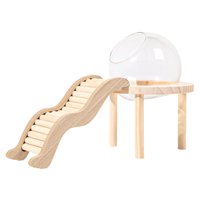 Ioensy - Contenedor De Baño De Arena Para Hámster Con Escalera De Madera Para Suministros Para Mascotas, Jerbos, Ratones S