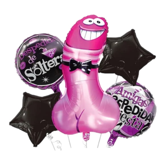 Set 5 Globos Metálicos Pene Globo Despedida De Soltera