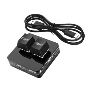 Magideal - Copiar Y Pegar Teclado De 2 Teclas Teclado Mecánico Para Jugar Tipo C Teclado De Programación De 2 Teclas Para Dibujar Control De Volumen De Juegos Negro