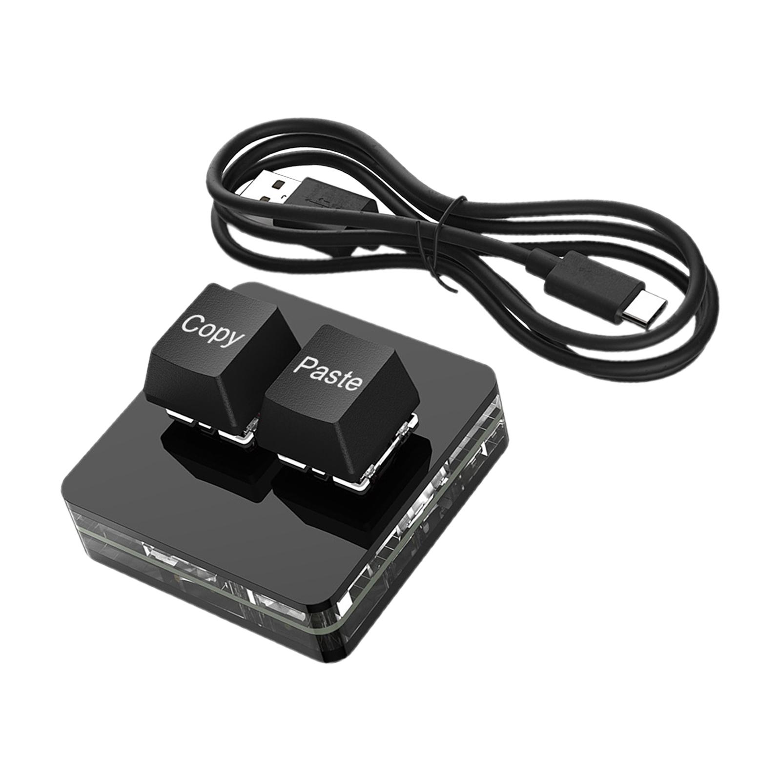 Magideal - Copiar Y Pegar Teclado De 2 Teclas Teclado Mecánico Para Jugar Tipo C Teclado De Programación De 2 Teclas Para Dibujar Control De Volumen De Juegos Negro