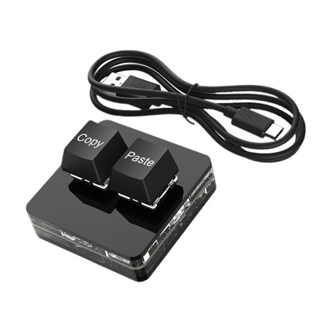 Magideal - Copiar Y Pegar Teclado De 2 Teclas Teclado Mecánico Para Jugar Tipo C Teclado De Programación De 2 Teclas Para Dibujar Control De Volumen De Juegos Negro