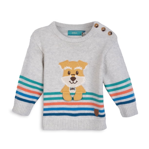 Chaleco Bebé Niño Cuello Redondo Perrito Melange Pillin