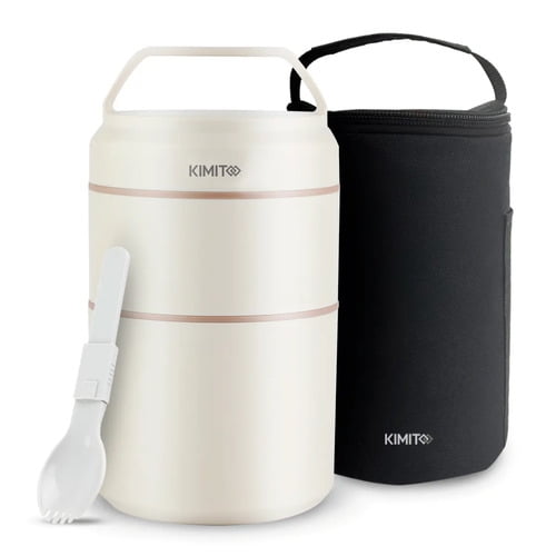 Termo Comida Y Liquido Kimito Acero 1200 Ml Multiproposito Beige