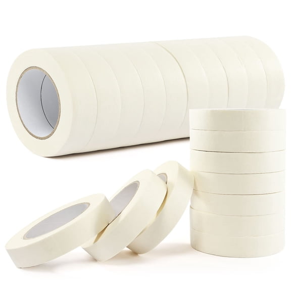Cinta adhesiva SEBETOW de 1 pulgada x 55 yardas x 20 rollos, color blanco y beige