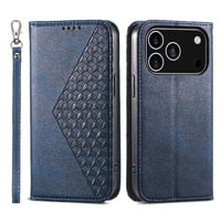 Funda Flip Foxdock Para Iphone 17 Pro Max , Estilo Billetera Con Diseño Rombo, Correa De Mano Y Soporte, Uso Diario