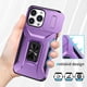 thumbnail image 4 of Funda Armada para iPhone 13 Pro con Tapa Deslizante y Soporte Magnético Giratorio Morado, 4 of 5