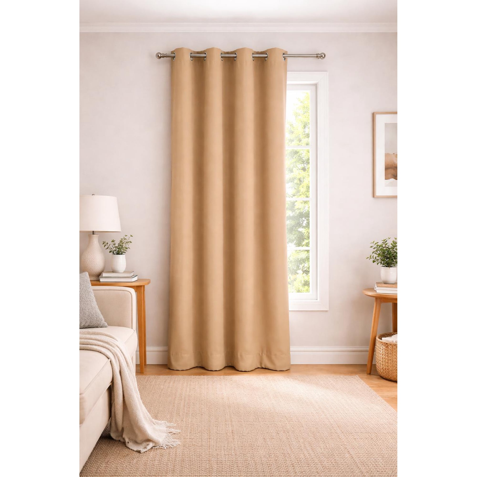 Clems - Cortina 100% Blackout De Tela Engomada 1 Paño Dorado