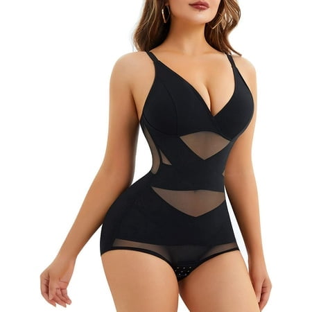 Body moldeador Nebility con cuello en V para mujer, control de abdomen