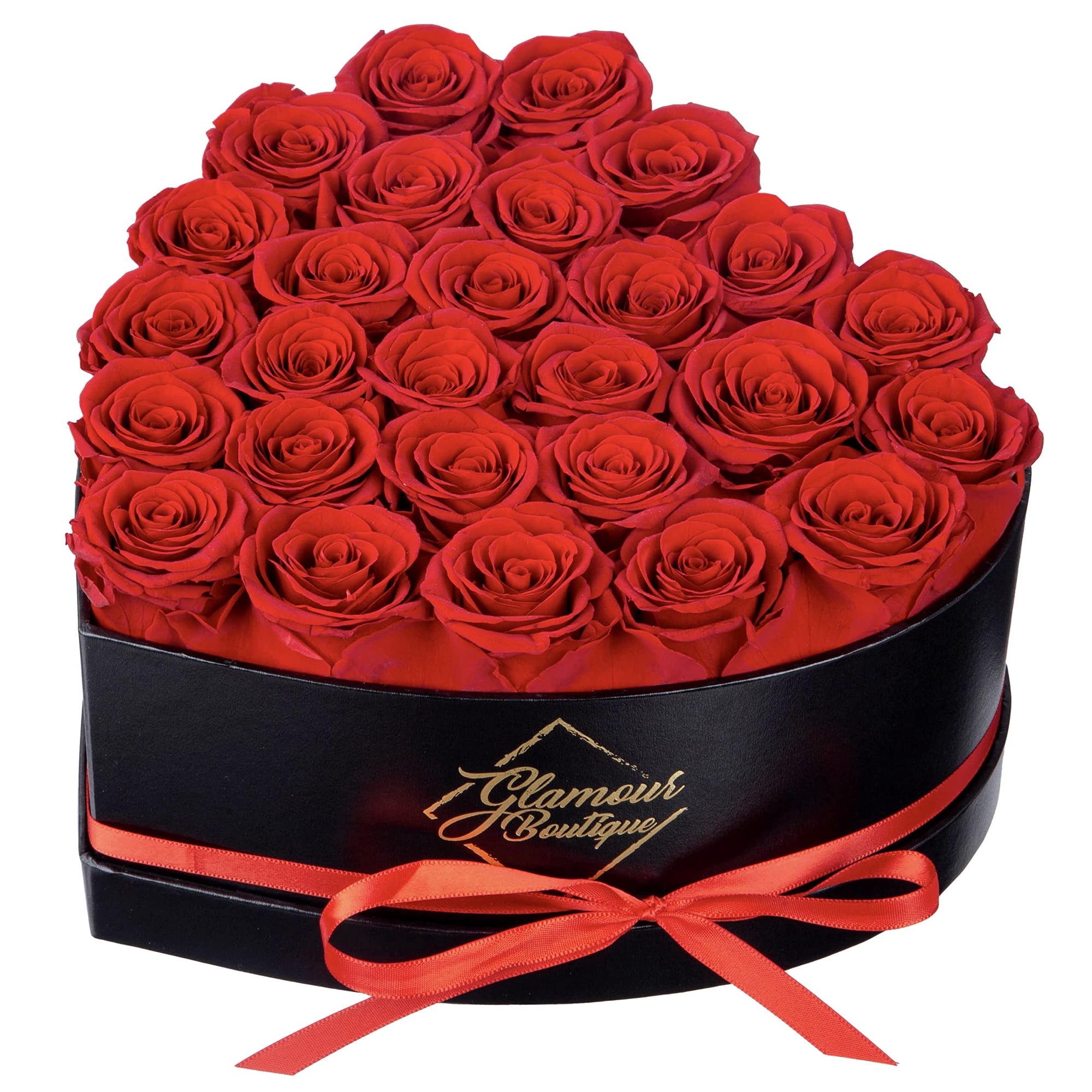 The Glamour Boutiques - Caja Con Forma De Corazón Preserved Roses Flower Forever, 27 Unidades, Roja