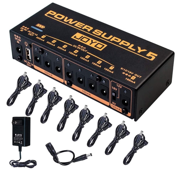 Fuente de alimentación para pedal de efectos de guitarra JOYO JP-05 4400 mAh, 8 salidas