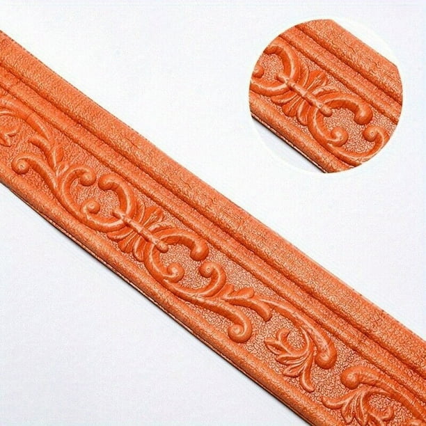 1pc Self-Adhesive Flexible Foam Molding Trim, 90"x 3" 3D Sticky Decorative Wall Trim Lines Skirting Baseboard Border, Waterproof Wallpaper For Living Room And Home Decorations