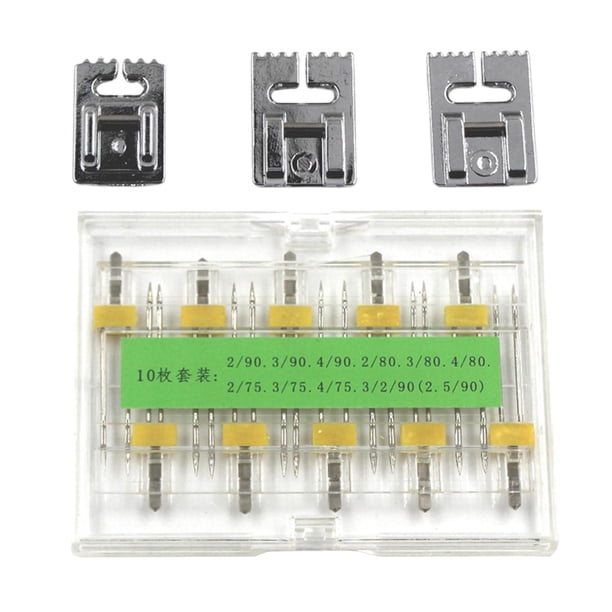 Herramientas para máquinas de coser gemelas, portátiles de tamaño mixto, universales, prensatelas para el hogar, piezas de repuesto dobles para manual Estilo A