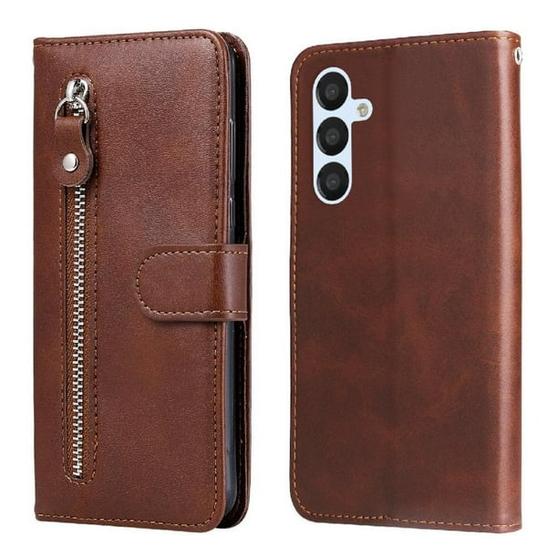 Funda con Cremallera para Samsung Galaxy A34 5G, Carcasa Cartera de Cuero PU con Soporte y Tarjetero