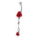 thumbnail image 1 of 316l Anillo De Vientre De Acero Inoxidable Rosa Flor Ombligo Bar 14g Rojo, 1 of 3