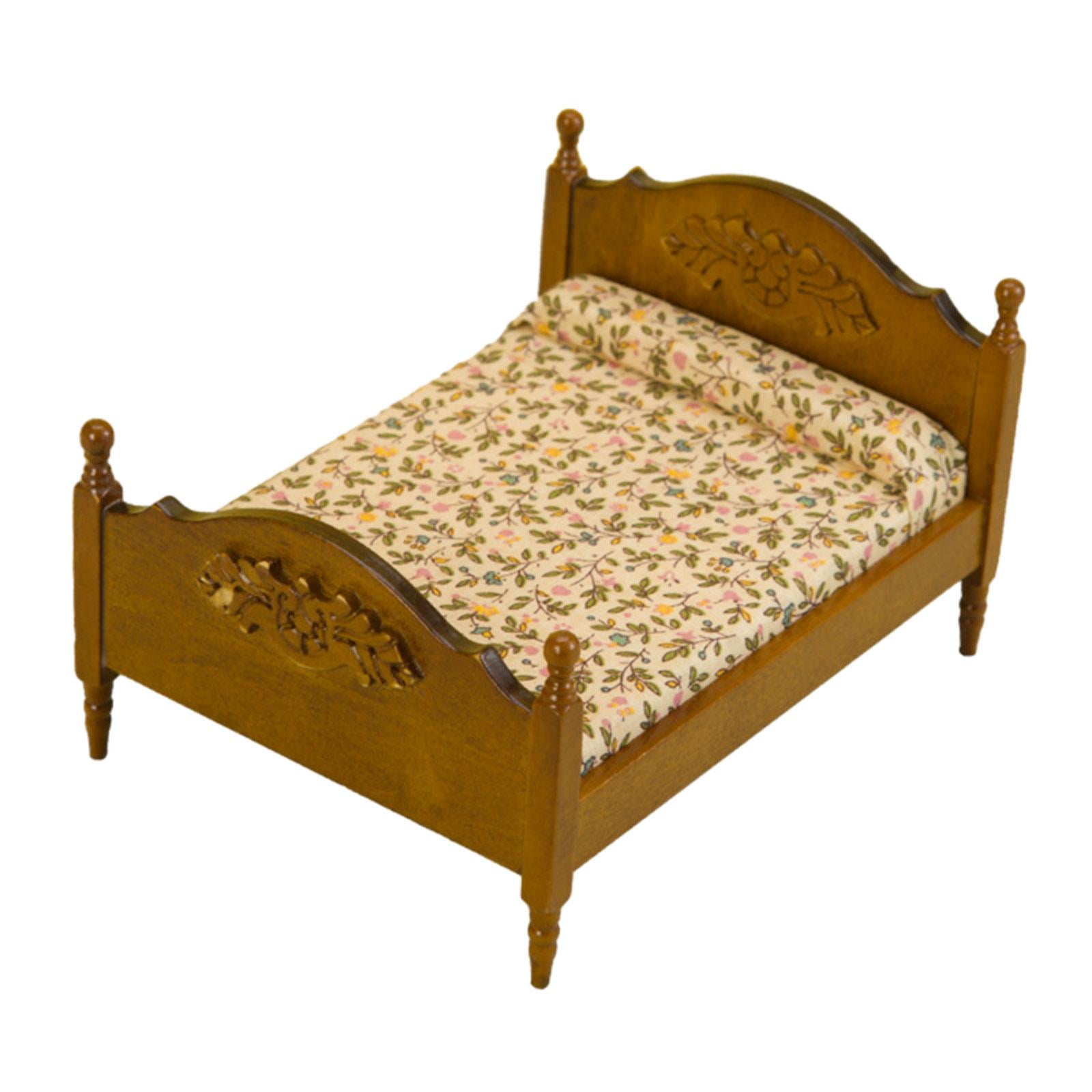 Bothyi - 1:12 Casa De Muñecas Cama Doble Modelo Casa De Muñecas Cama En Miniatura Para Decoración De Estudio