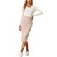 thumbnail image 2 of INSPIRE CHIC Falda Recta de Mujer Regreso a Clases Cintura Alta Midi Falda de Punto Lápiz Albaricoque S, 2 of 6