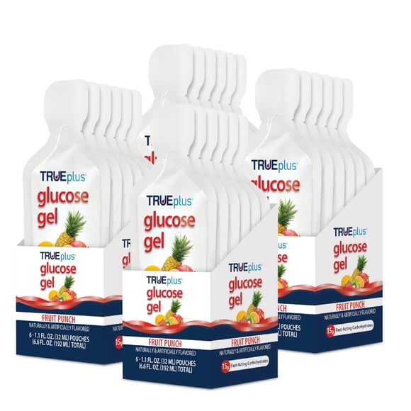 Gel de glucosa TRUEplus sabor ponche de frutas, paquete de 24