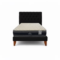 Vitelio - Cama Plaza Y Media Negra + Colchon Grosor 28 Cm