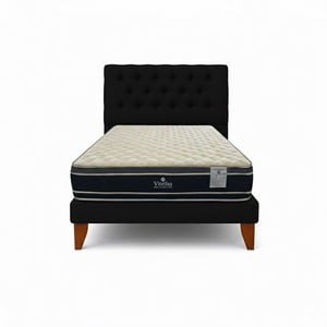 Vitelio - Cama Plaza Y Media Negra + Colchon Grosor 28 Cm