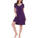thumbnail image 1 of INSPIRE CHIC Camisón de Manga Corta para Mujer Regreso a Clases con Bolsillos Suave y Elástico Cuello en V Largo hasta la Rodilla Camisón Ropa de Casa M Púrpura, 1 of 6