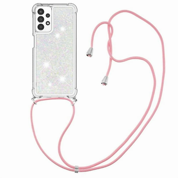 Funda FOXDOCK para Samsung Galaxy A13 4G con Cuerda Ajustable, Brillo Líquido, Protección Antigolpes y Lente – Ideal para Regalo