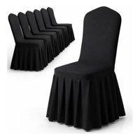 X4 Fundas Negro Para Silla Eoland Spandex Con Faldón Elegante Evento Bodas Banquetes