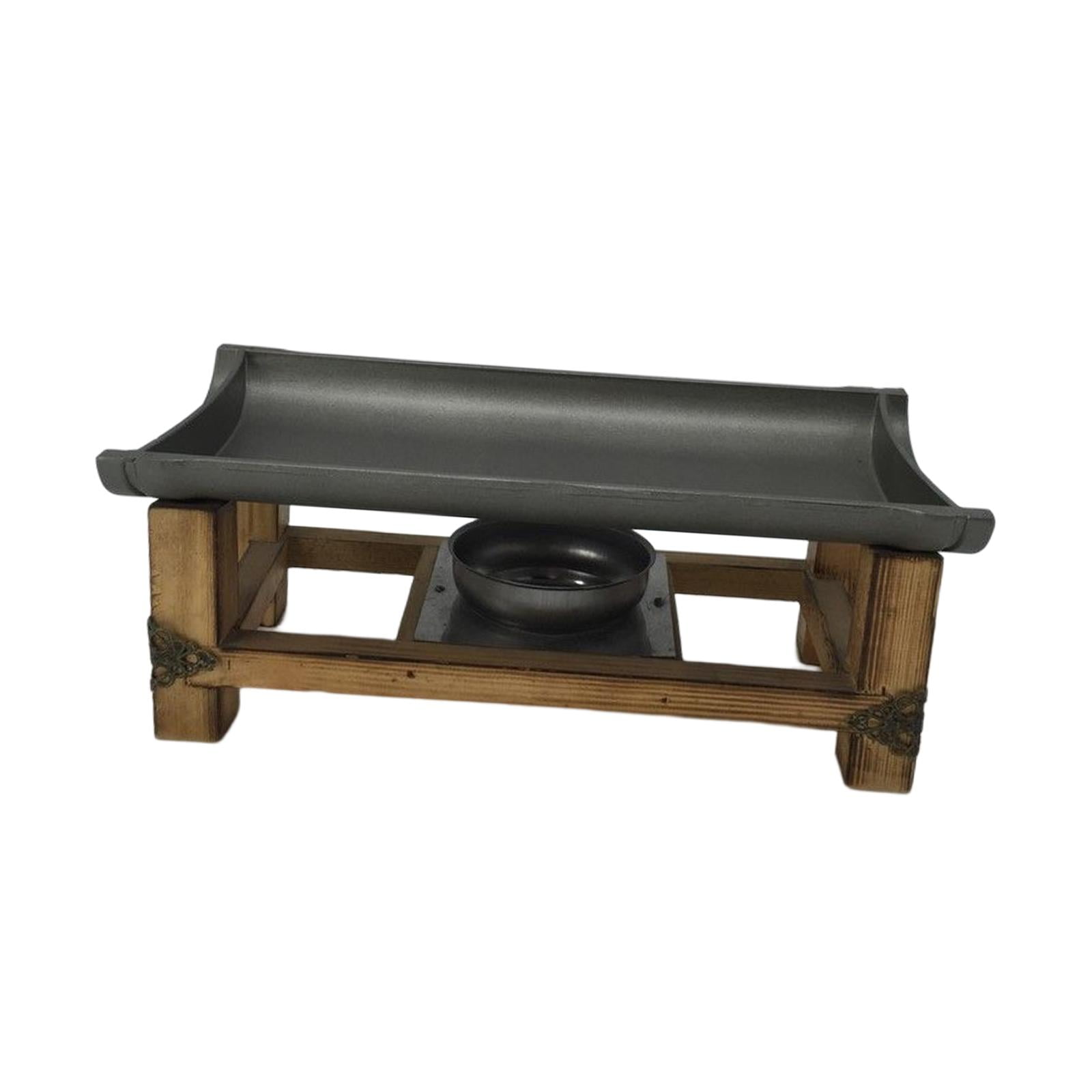 Magideal - Parrilla Portátil Pan Plancha Plato Carne Filete Antiadherente Hogar Cocina Herramienta Para Asar Con Estante Para Cocinar Restaurante Al Aire Libre Pequeña