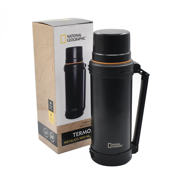 Termo Agua Acero Inox Mango Movible Tapa Stopper 1.8L Negro