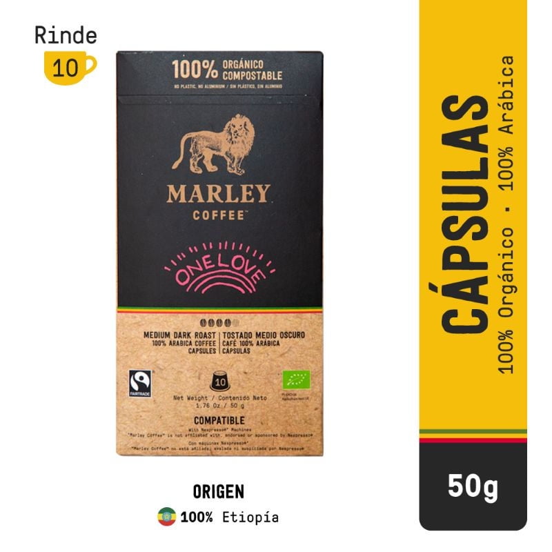 Cápsulas De Café One Love Compatible Con Nespresso 10 Un Marley Coffee