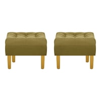 Bodevir - Set Pouf Wood 1C Felpa 01 Verde Musgo