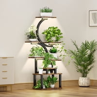 M&Ms - 8-Tiered Indoor Plant Stand With 5 Grow Lights, 10-Level Stepless Dimming, Durable Thickened Metal Steel Pipe (0.8Mm) For Living Room, Garden
