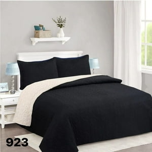 Genérico - Cubrecama Quilt Sherpa King - Negro M923
