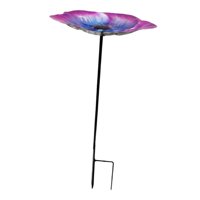 Ioensy - Tazón De Comedero Para Pájaros Con Estaca De Alimentación De Aves Multipropósito Para Césped Al Aire Libre Patio Azul Púrpura