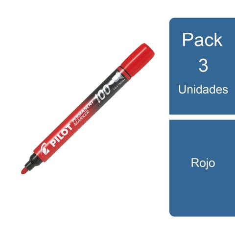 Pilot - Pack 3 Marcador Permanente Sca100 Fino Rojo